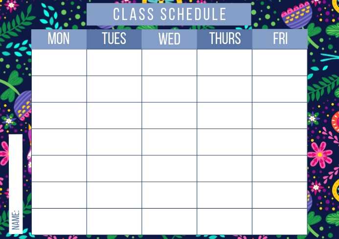 class schedule calendar template