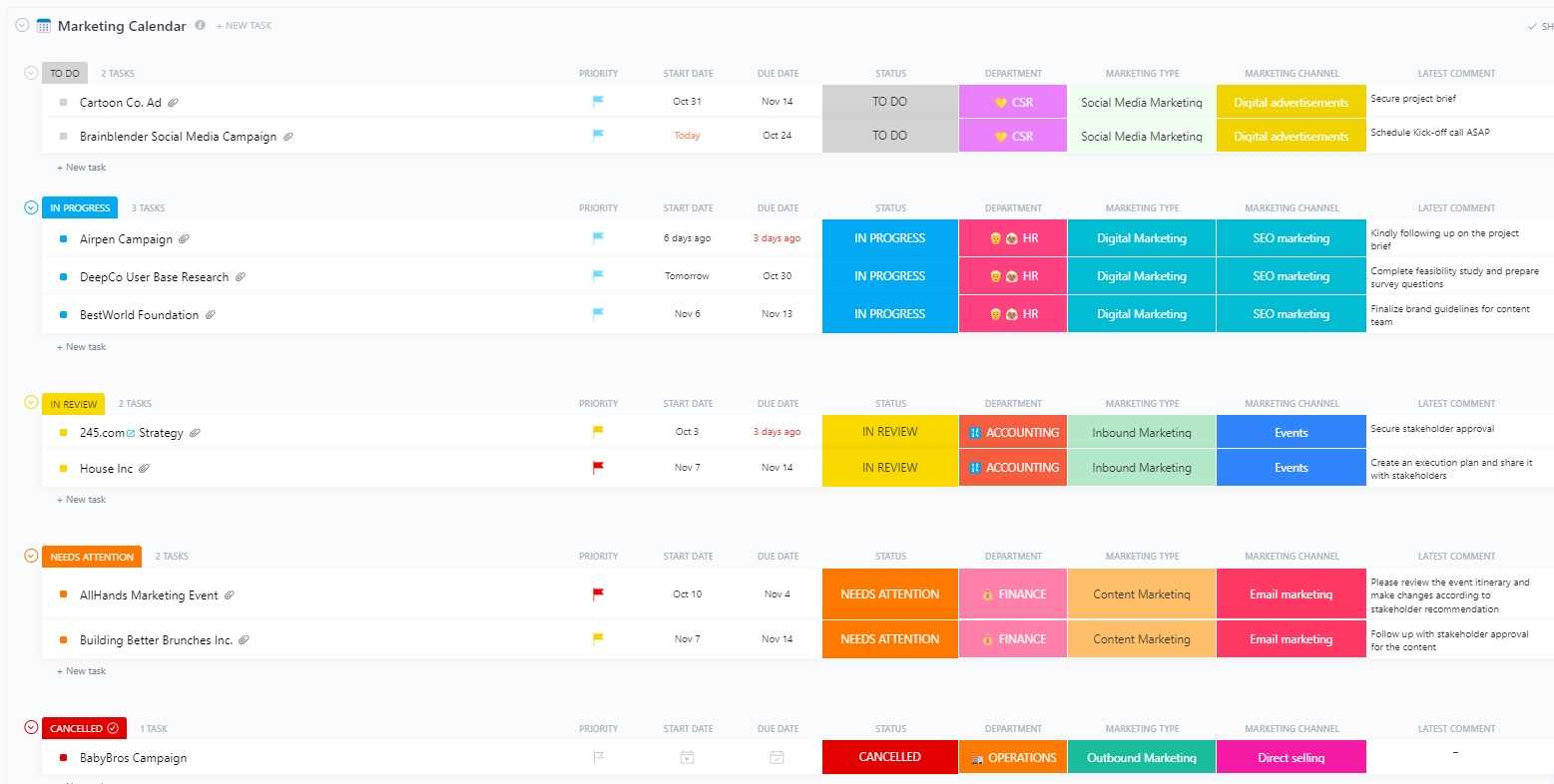 clickup content calendar template