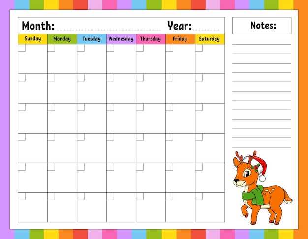 colorful monthly calendar template