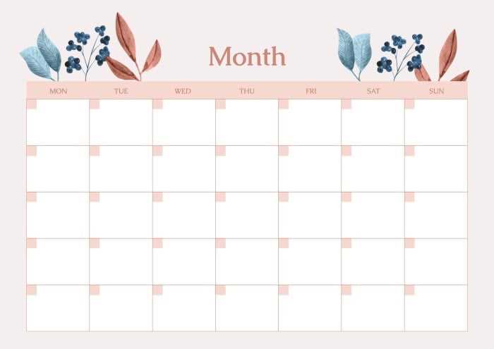 colorful monthly calendar template