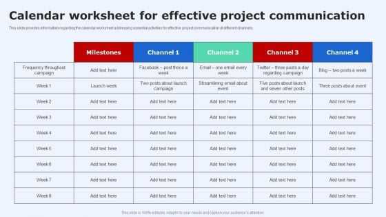 communication calendar template