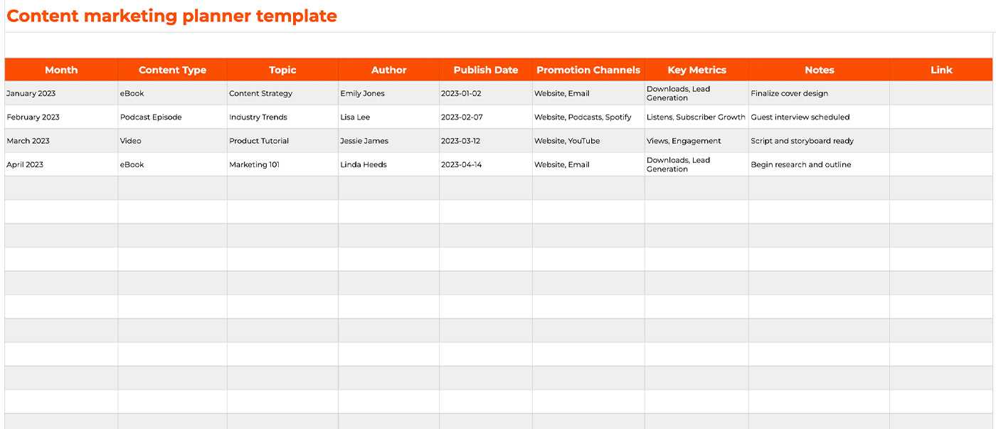 communications calendar template