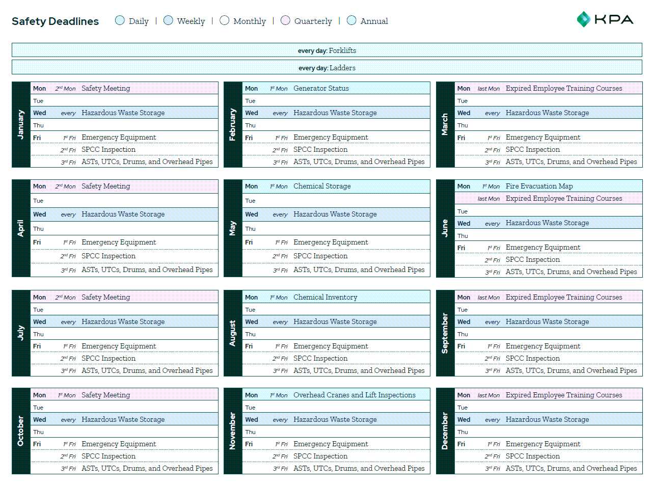 compliance calendar template