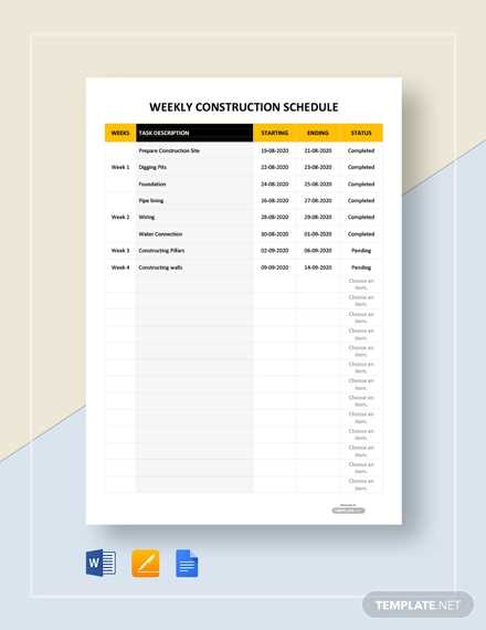 construction calendar template free