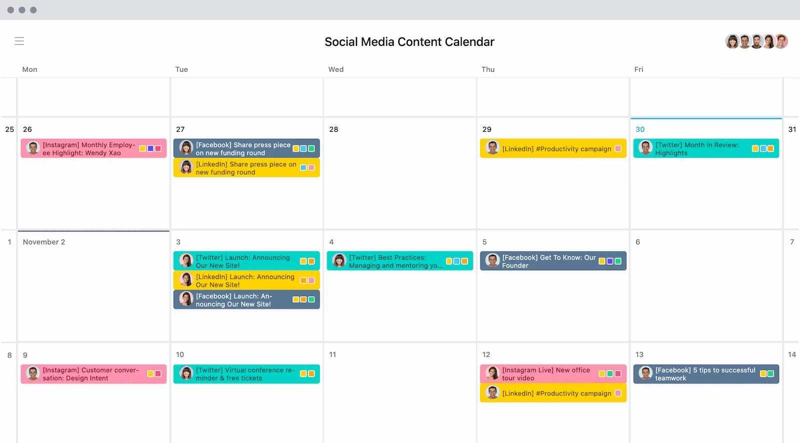 content calendar instagram template