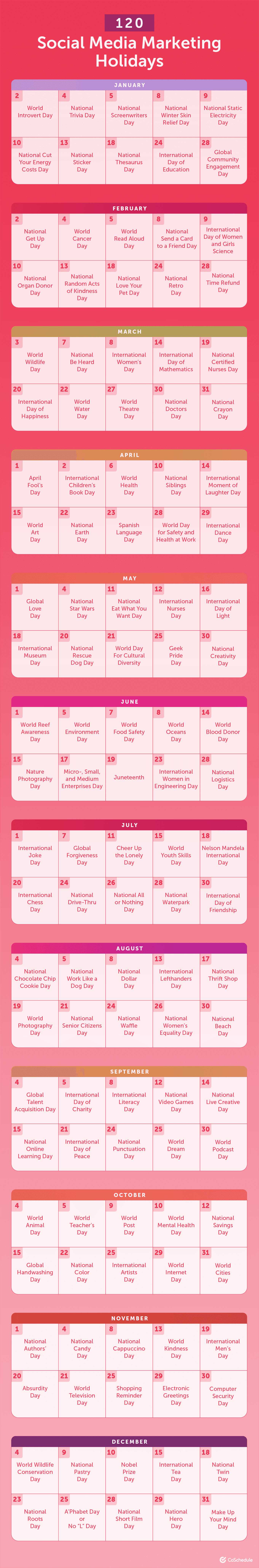 content calendar instagram template