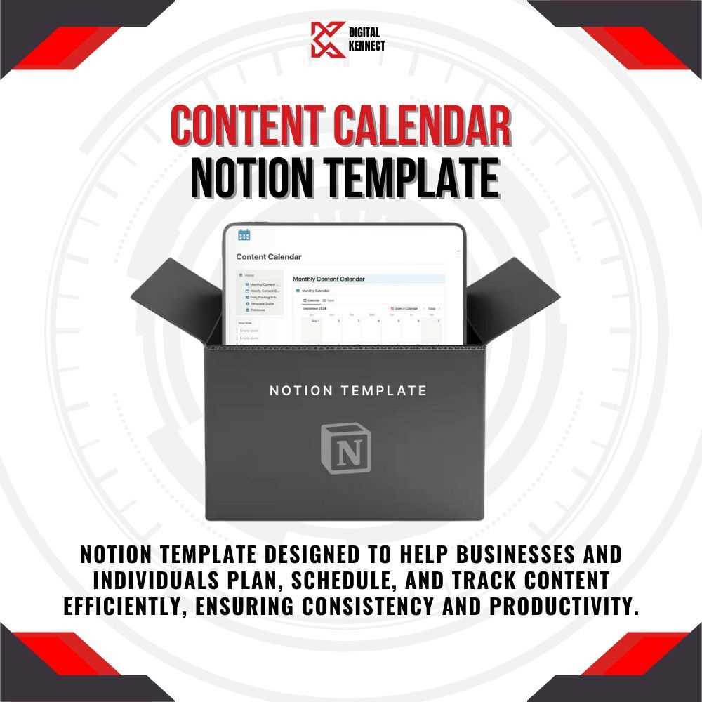 content calendar notion template