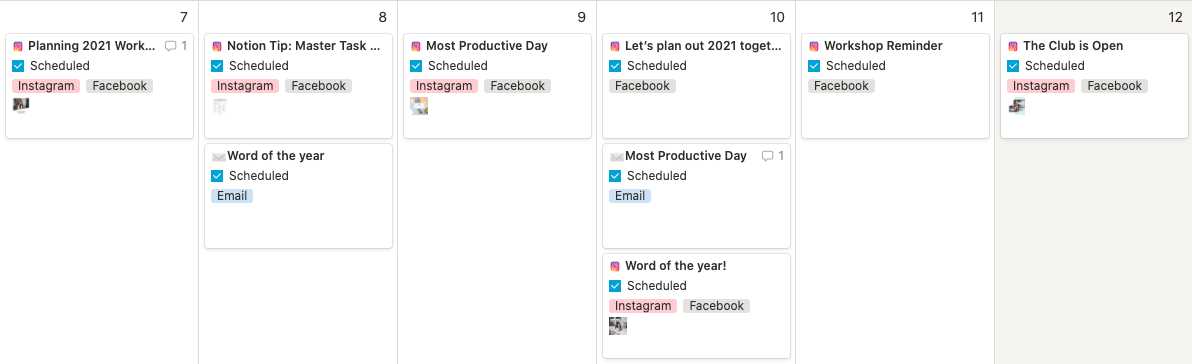 content calendar template notion