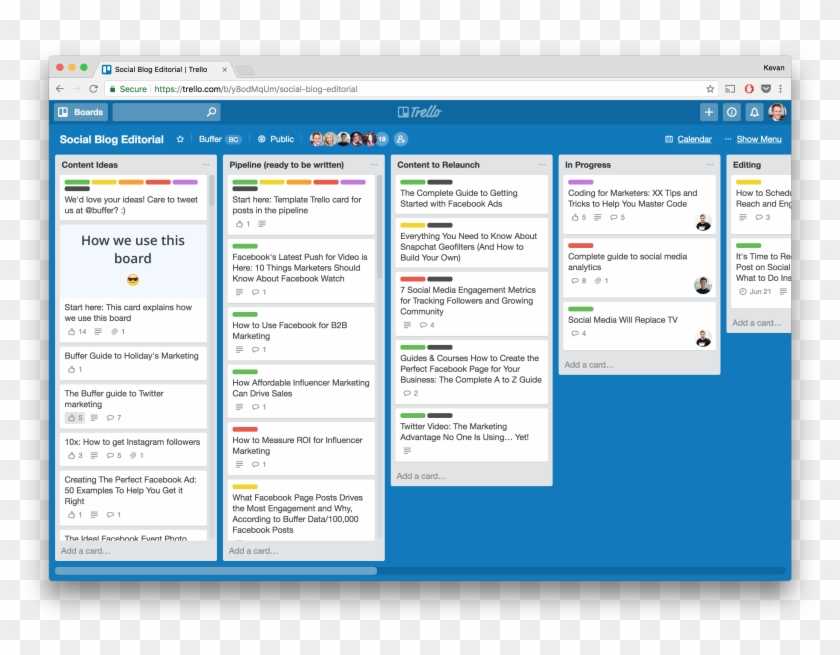 content calendar template trello