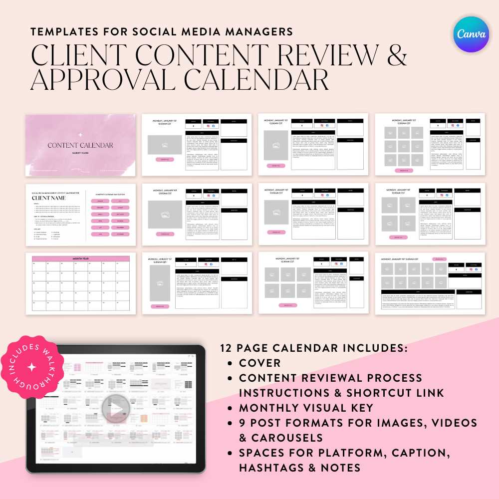 content creation calendar template