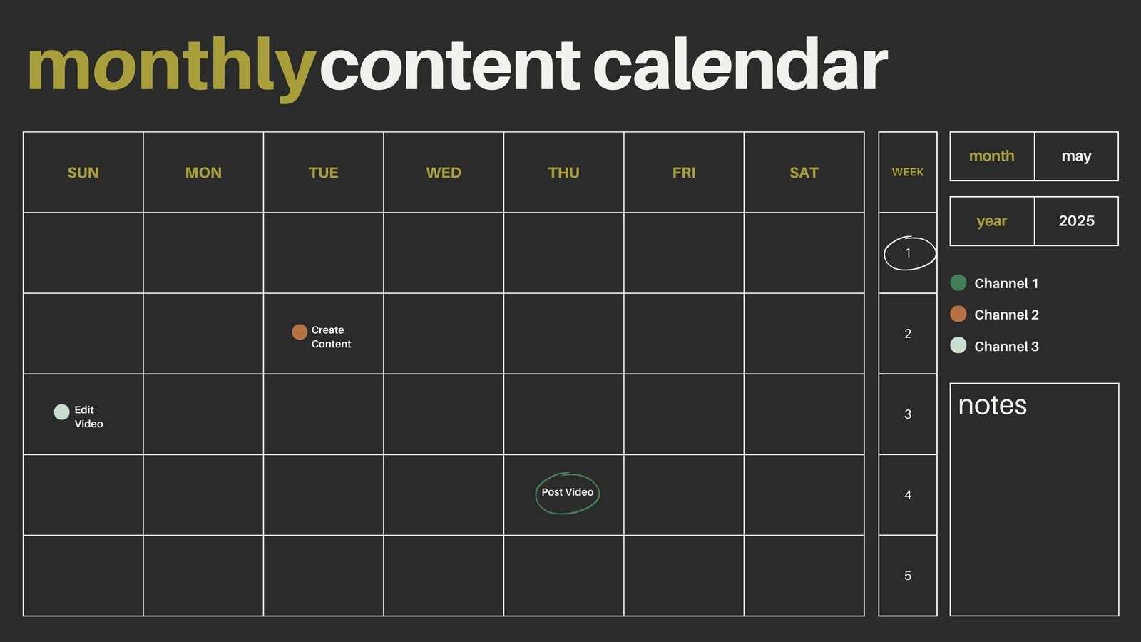 content creator calendar template free