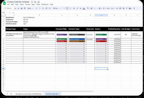 content marketing calendar template