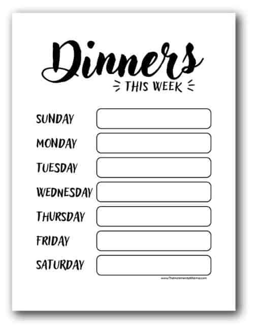 cooking calendar template