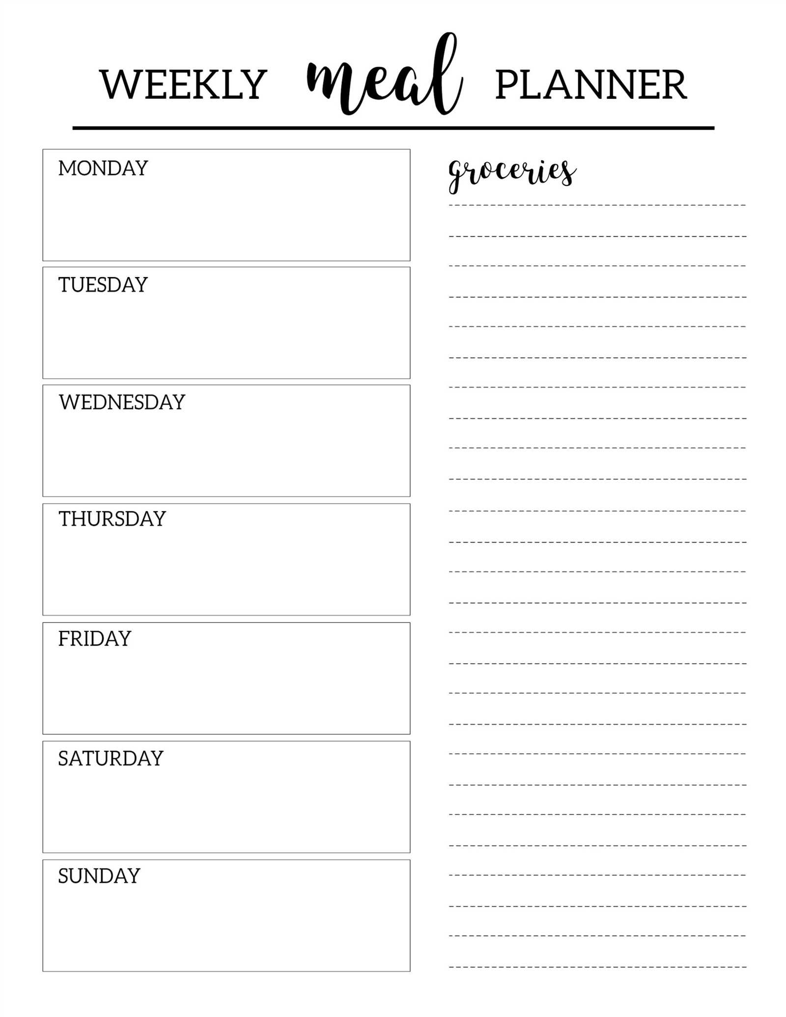 cooking calendar template