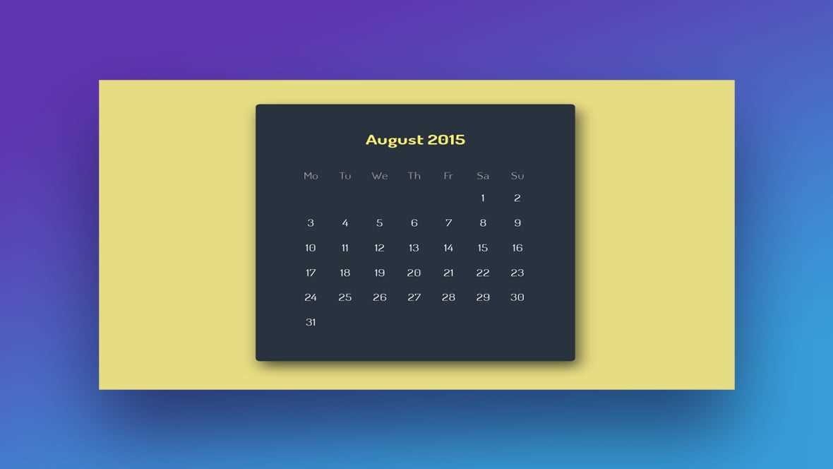 css calendar template