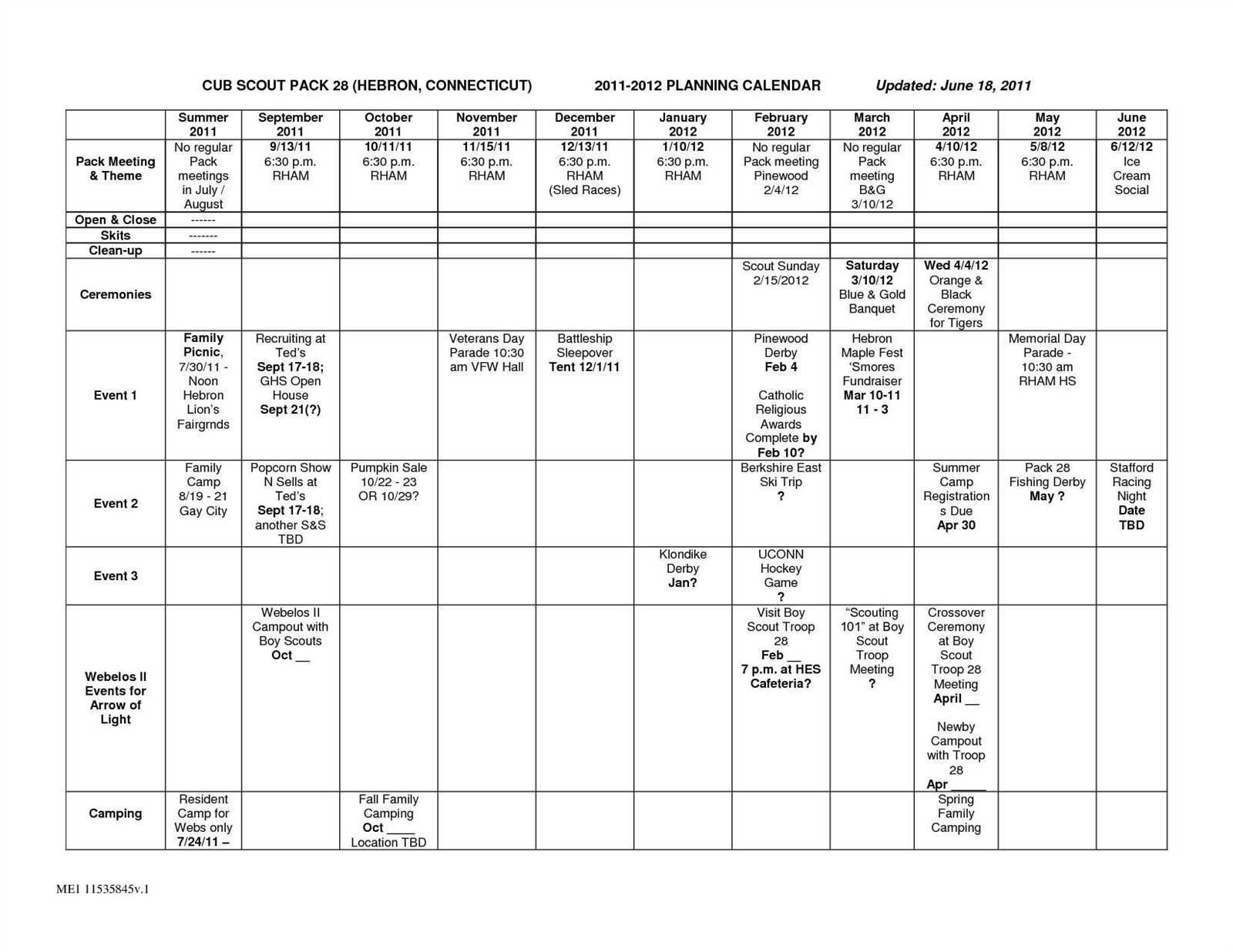 cub scout planning calendar template