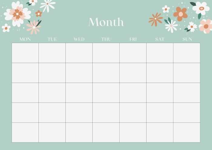 customizable monthly calendar template