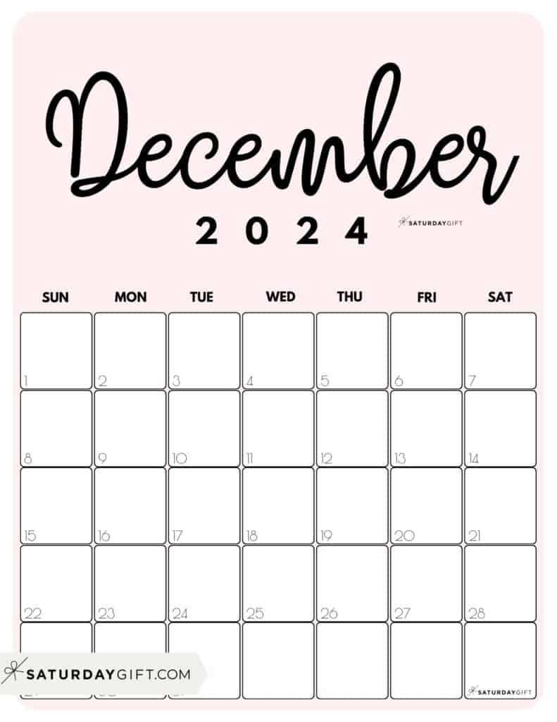 cute december calendar template