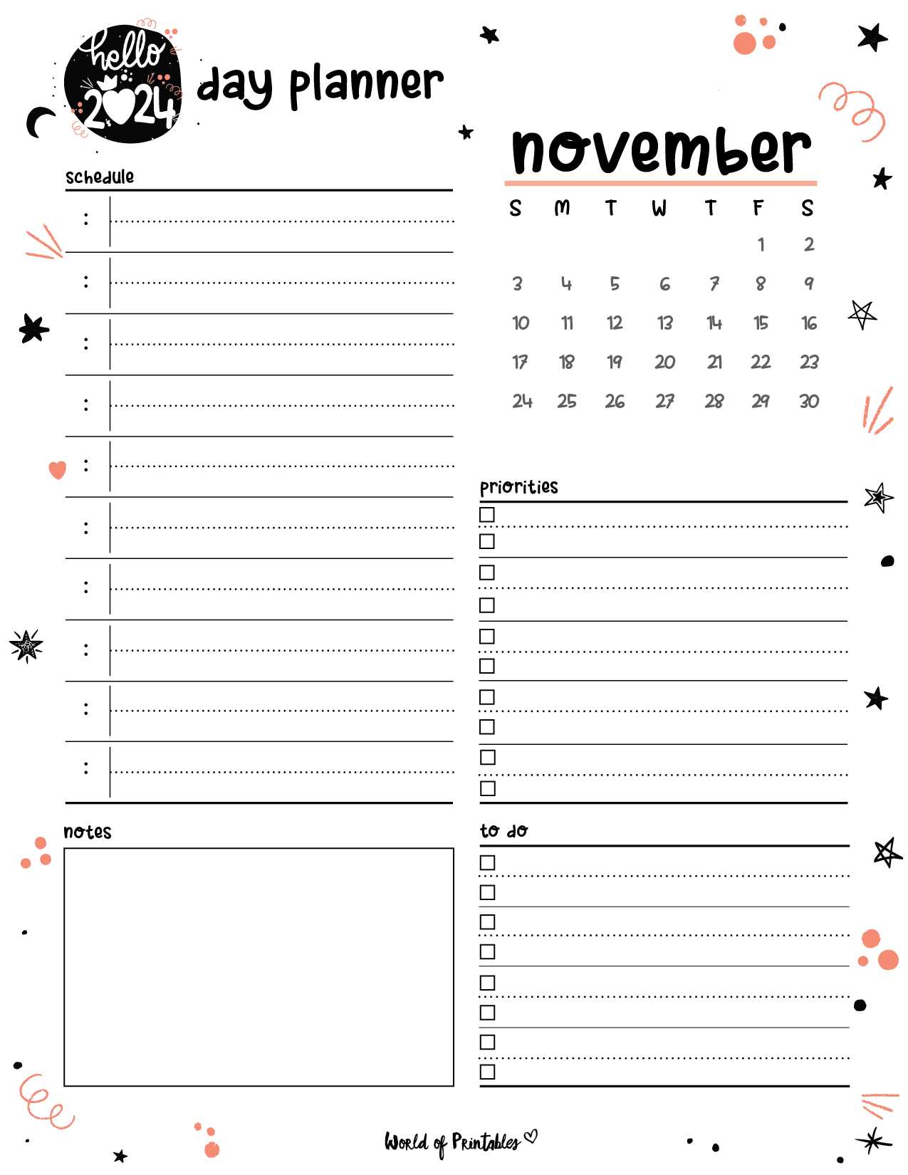 cute november calendar template