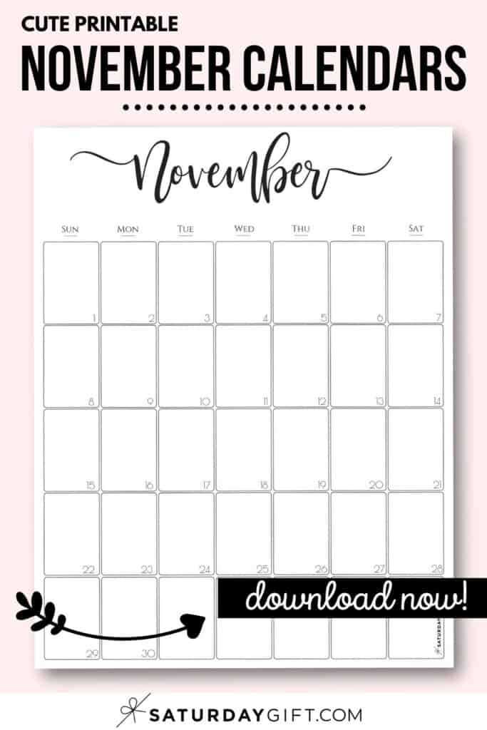 cute november calendar template