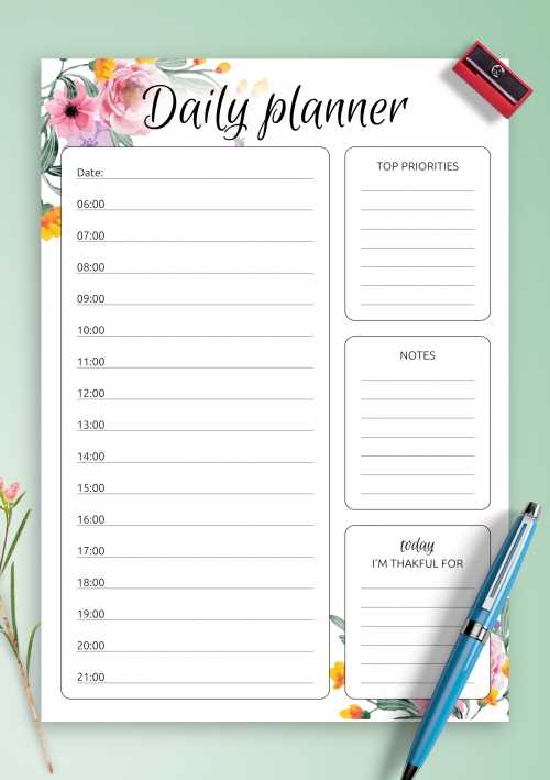 daily activity calendar template