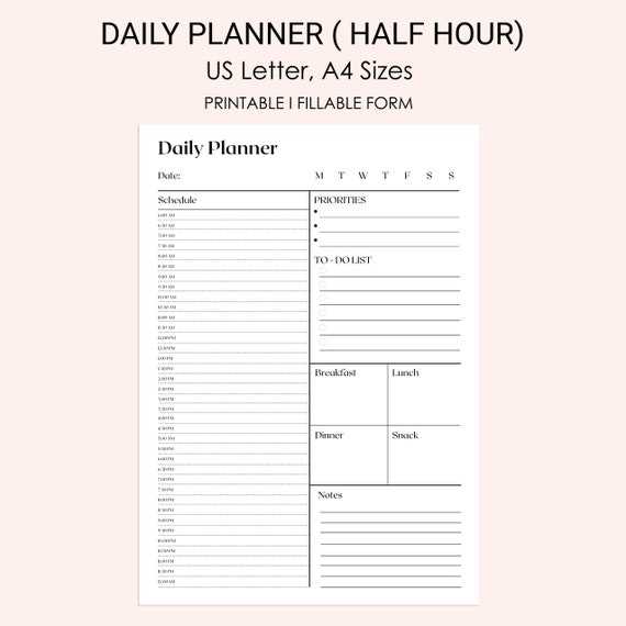 daily calendar by hour template