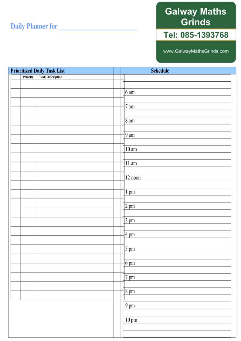 daily desk calendar template