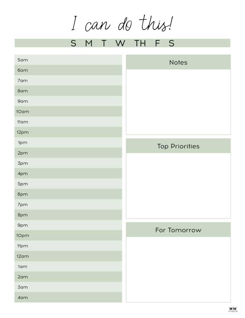 daily hourly calendar template