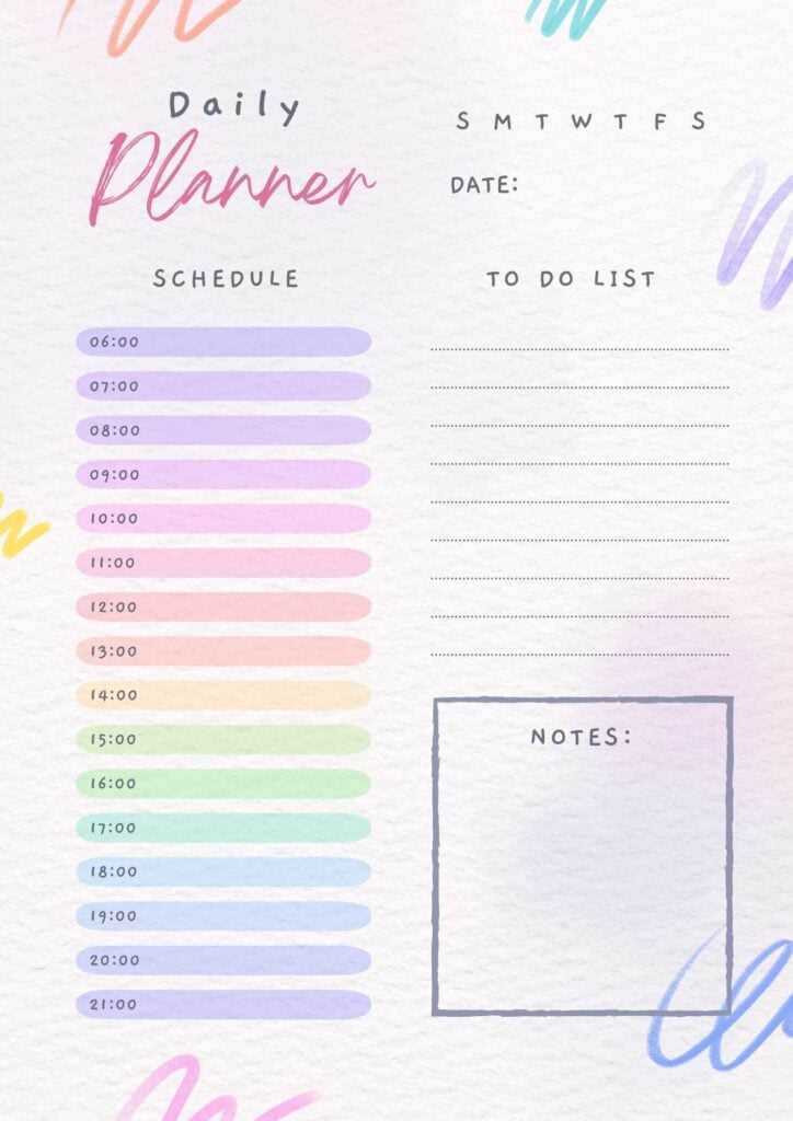 daily schedule calendar template