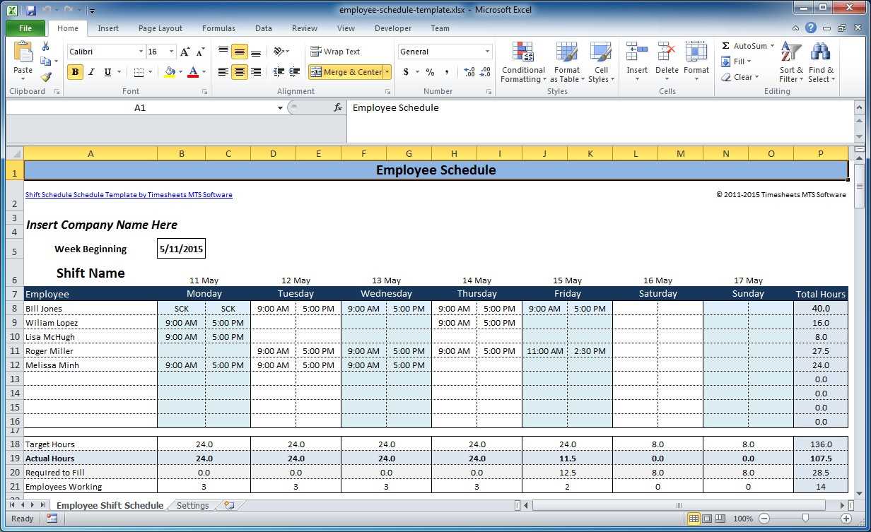 daily work calendar template