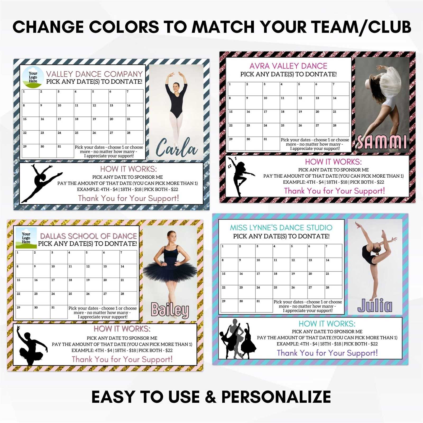 dance calendar template