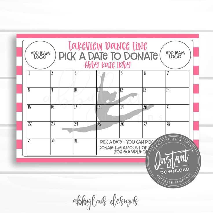 dance calendar template