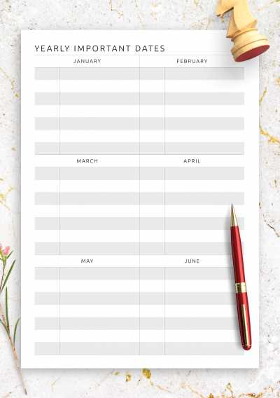 dates to remember calendar template