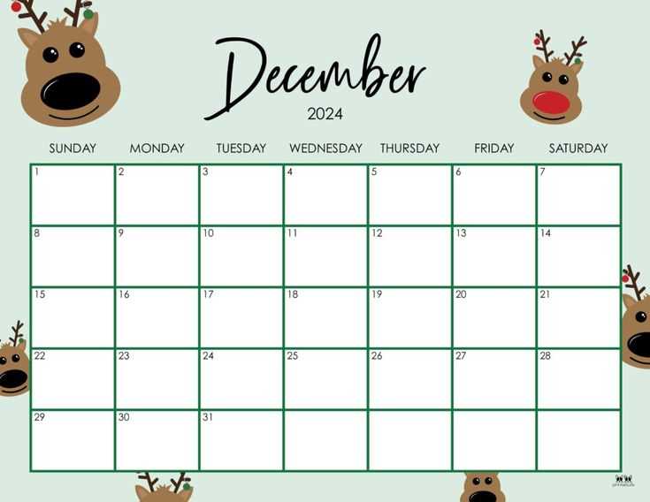 december monthly calendar template