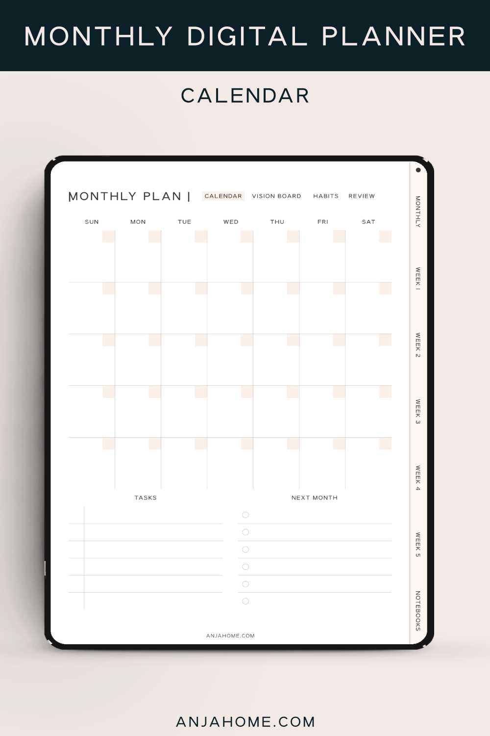 digital calendar planner template