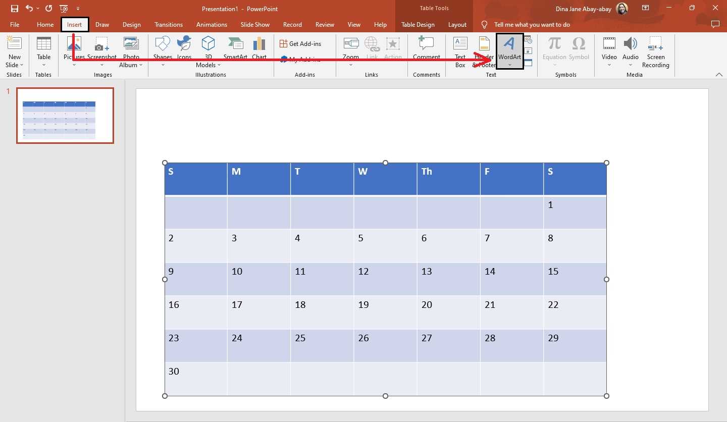 does powerpoint have a calendar template