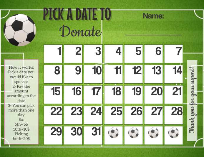 donation calendar template