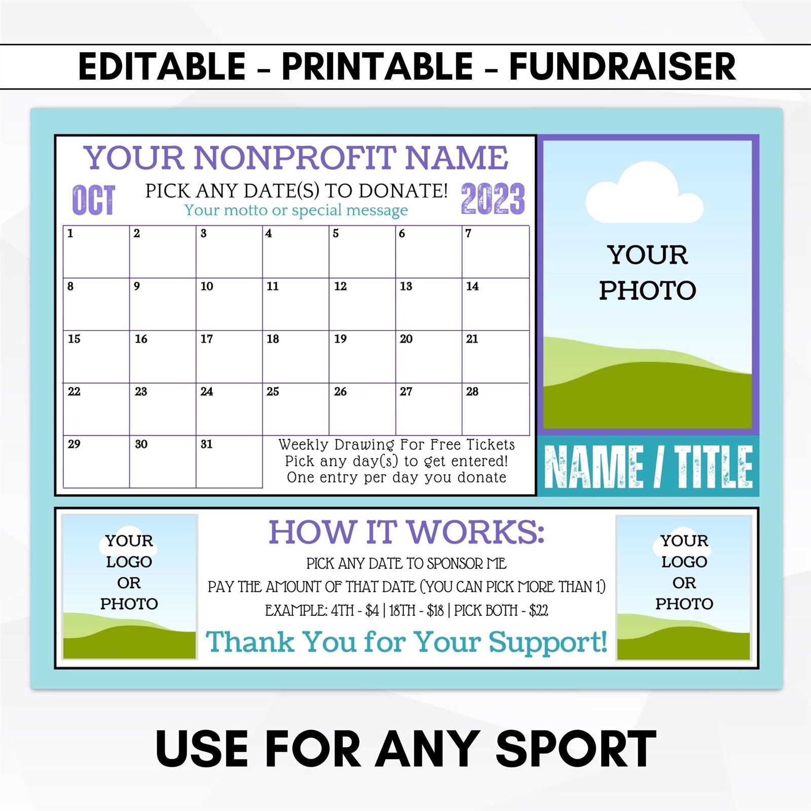 donation calendar template