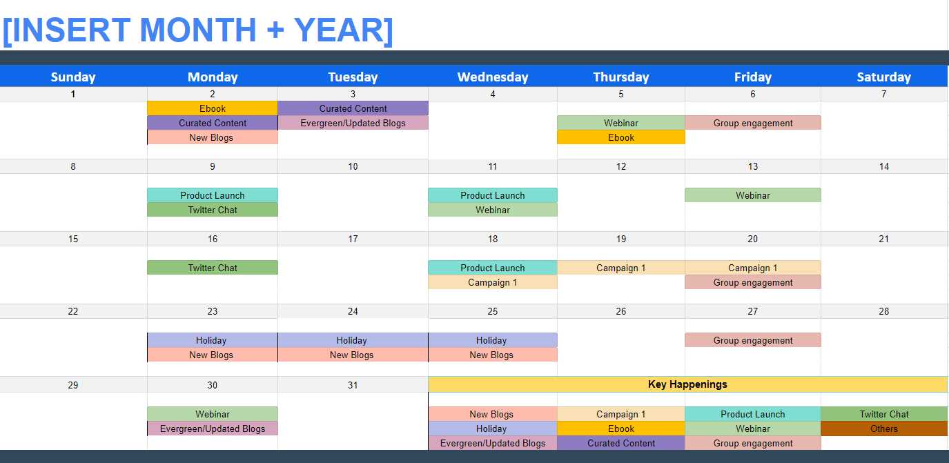 download content calendar template