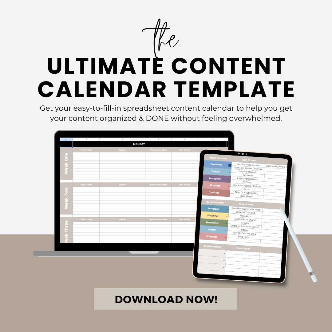 download content calendar template