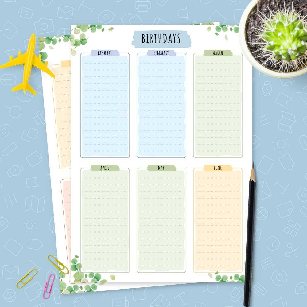 downloadable birthday calendar template