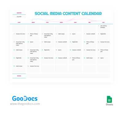 easy social media calendar template