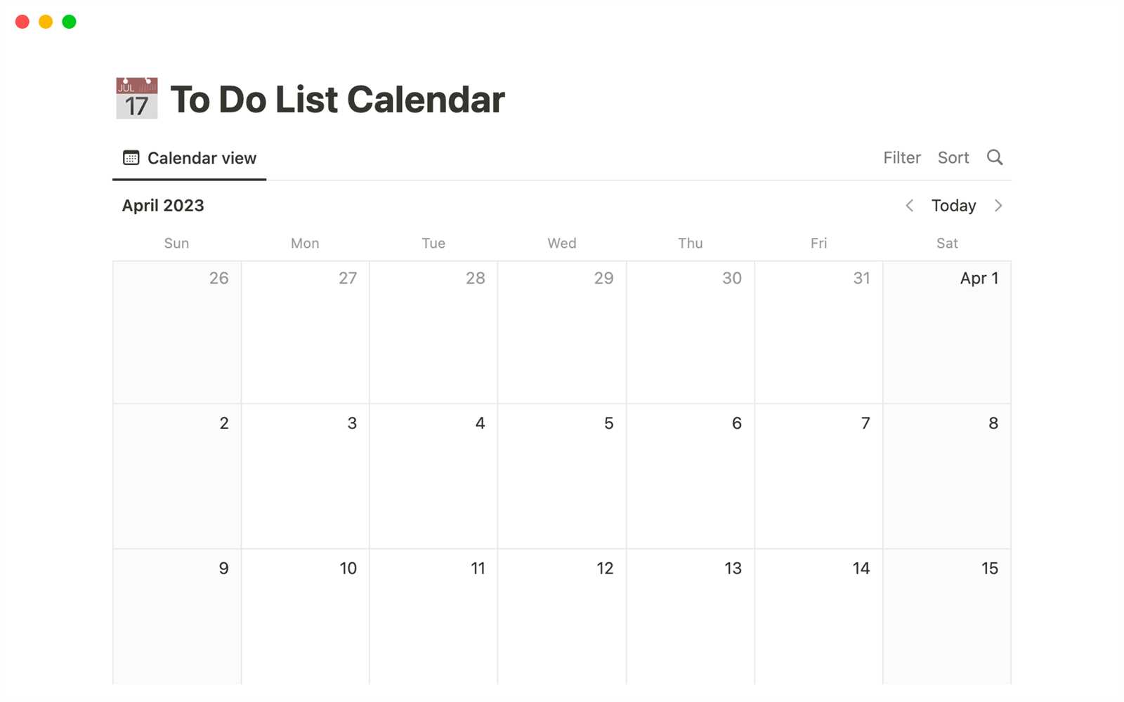 easy to use calendar template