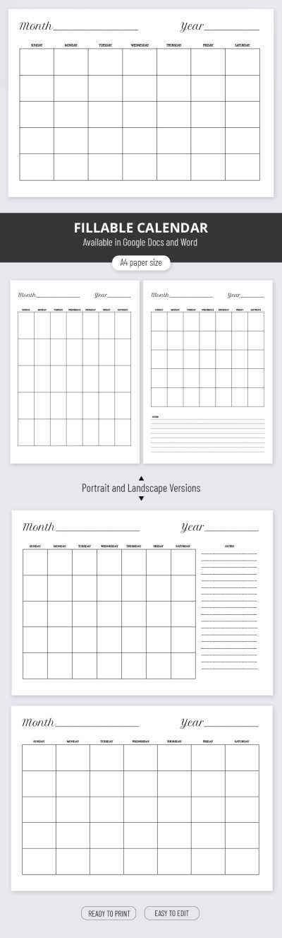 editable blank calendar template