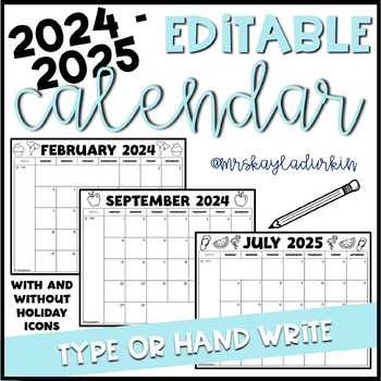 editable free calendar template