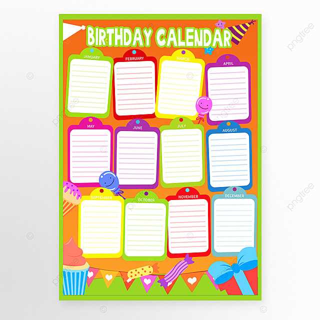 editable office birthday calendar template