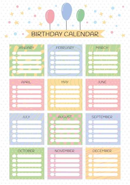 editable office birthday calendar template