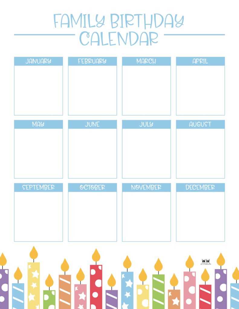 editable printable birthday calendar template