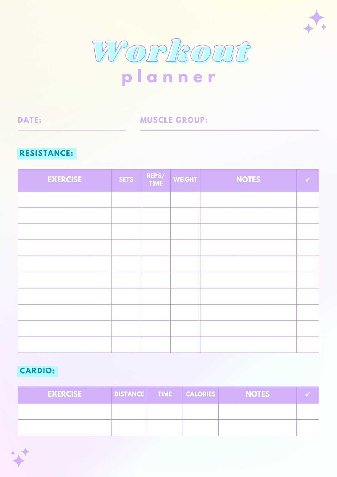 editable workout calendar template