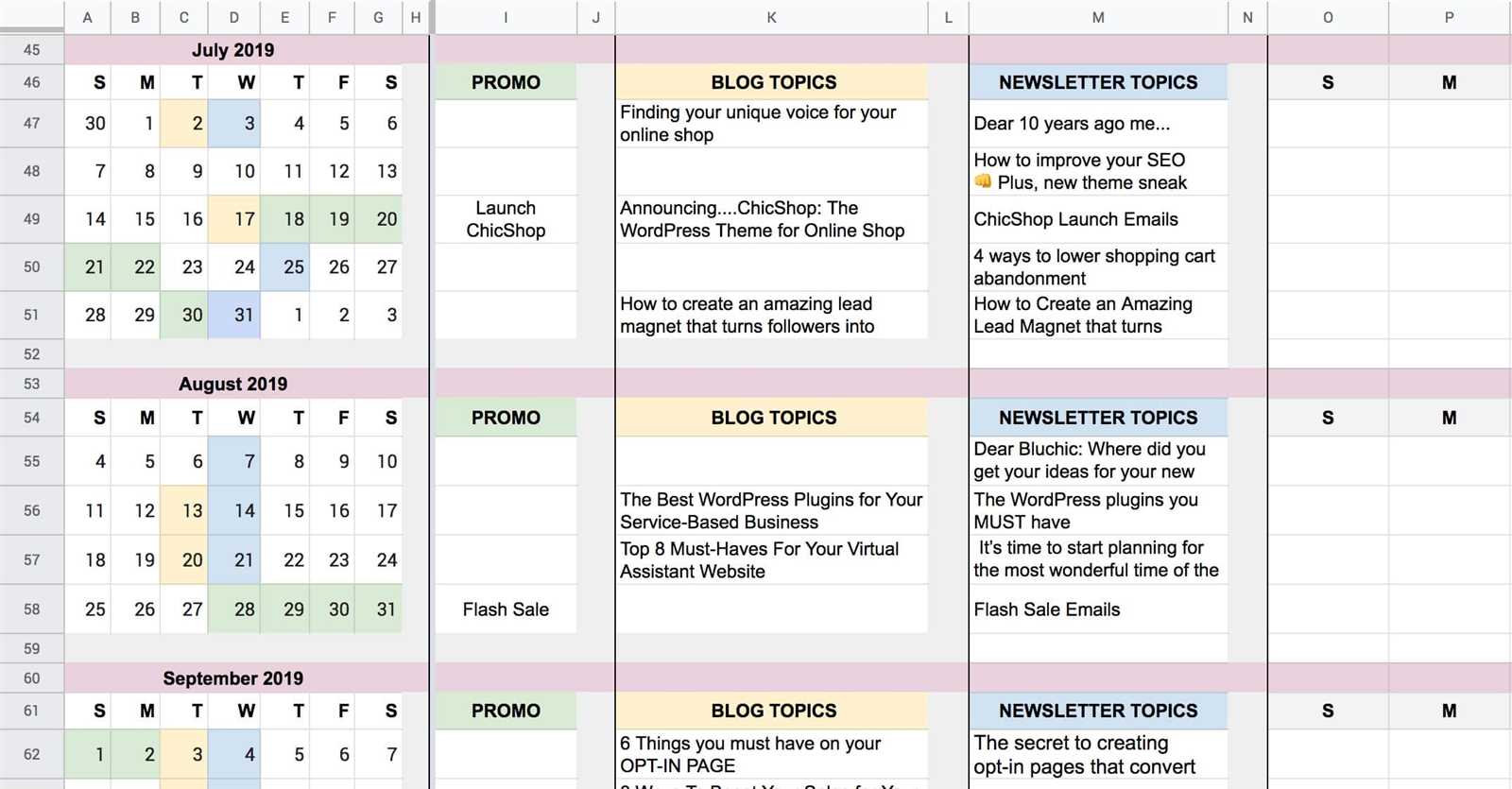 editorial calendar template